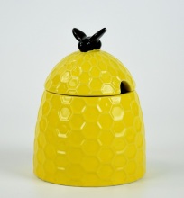 Yellow bee shape food canister ceramic with lid