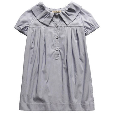 Girls' Blue Short-sleeved Shirt Dress with Oversize Collar, OEM and ODM Orders are Welcome