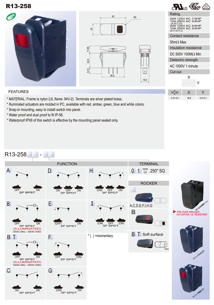 Waterproof Rocker Switch