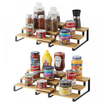 4-Pack Bamboo Expandable Spice Rack Organizer for Kitchen