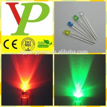 high brightness round 3mm led red green