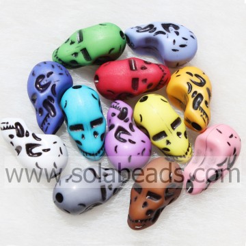 2014 Nouveau 11 * 22MM Halloween Crâne Couleurs Perles Charme En Vrac