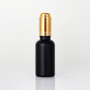 Golden Trigger Screw Cap Black Cosmetic Serum Bottles with Dropper