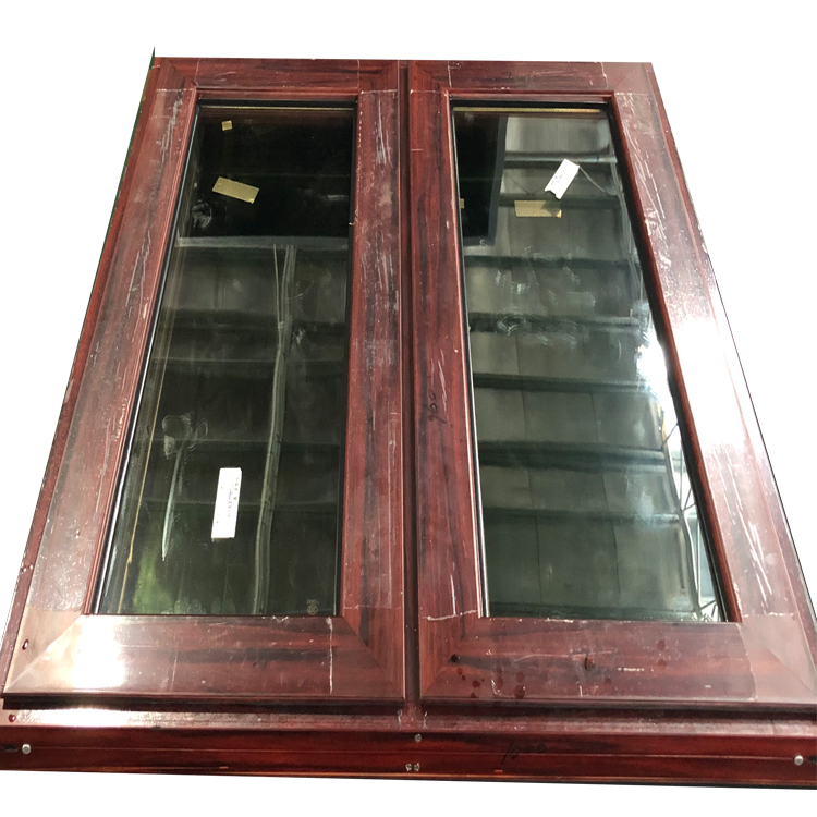 Philippines modern house style wooden grain french casement window aluminium arch windows