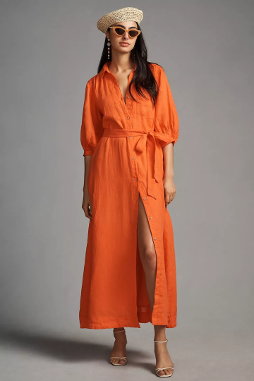 Women Linen Shirt Dress