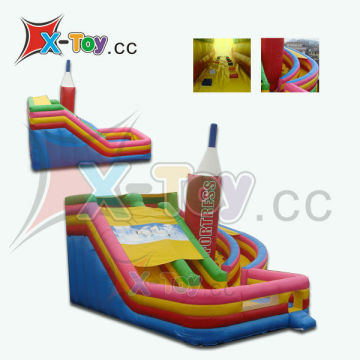 Inflatable dual lane helix slide