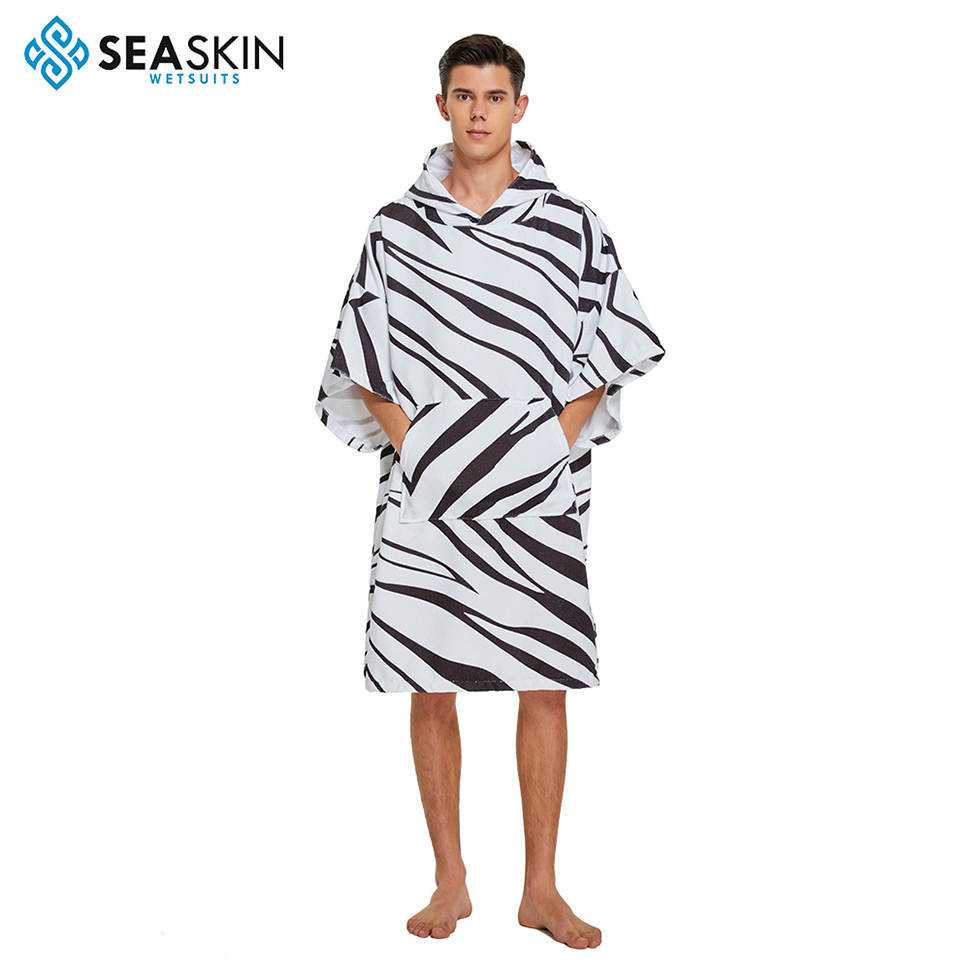 Seackin Custom Digital Print Microfiber Adult Surf Poncho Hooded Poncho Poncho