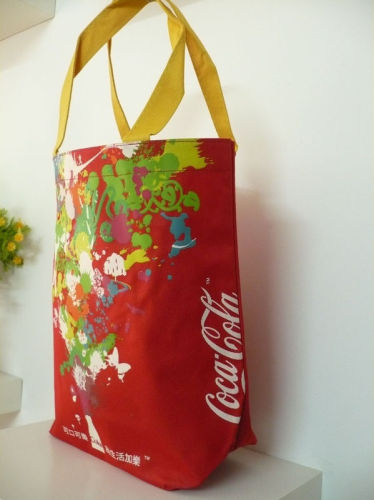 Red Cola Oxford Fabric Carrier Bags, Eco Friendly Shoppng Bag With Nylon Handle