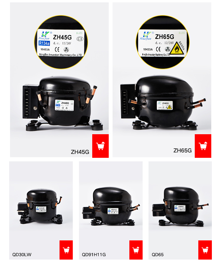 HUAJUN China Factory Supply CE HL-Series R134a Refrigeration Compressor 1/9HP For Refrigerators and Water Dispensers