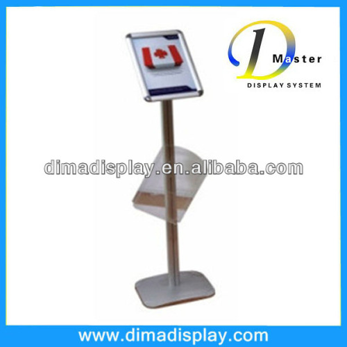 New popular aluminum snap frame display info poster board floor stand sign holder stand with acrylic brochure holder in China