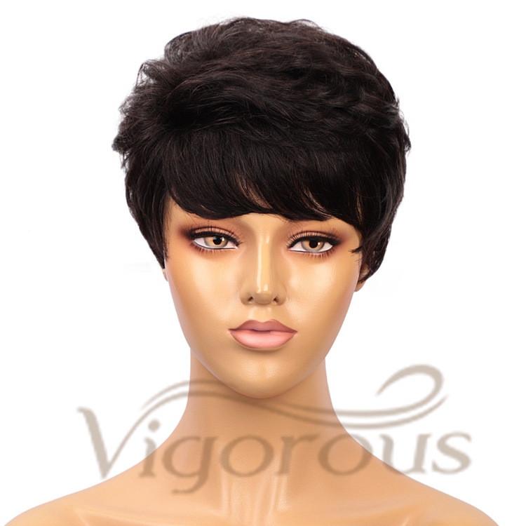 Short Bob Cut Black Cute Human Pixie Curls Cheap Wholesale For White Women Straight 100% Real India Human Hair