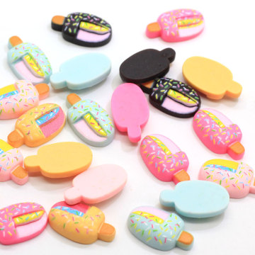 Kawaii buntes Flatback-Harz süßes Eis am Stiel Cabochon Crafts Diy Art Deco Haarspangen Dekoration Telefonabdeckung Ornament