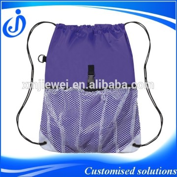 Sports Plain Drawstring Backpack with Outside Mesh Pocket