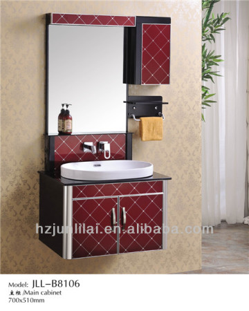 New Design Bathroom Cabinet Red PVC Bathroom Cabinet