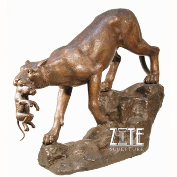 Custom bronze tiger down the mountain sculpture