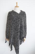 Knit Grey Triangle Shawl with Tassels