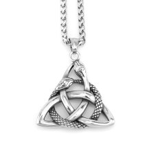 Vintage Personality Viking Celtic Knot Snake Pendant Necklace in Titanium Steel for Men