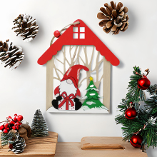 Hot Sale Christmas Wooden House Hanging Ornament For Christmas Decoration