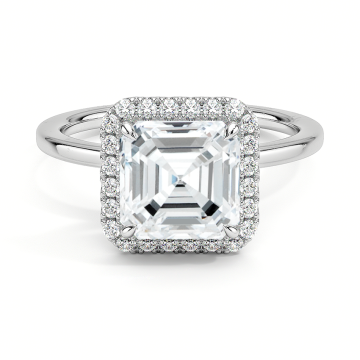 5 Carat Lab Diamond Asscher Cut Halo Ring