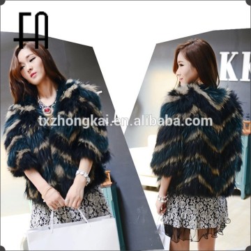 Factory direct wholesale women's knitted fur coat/raccoon fur knitted coat/knitted raccoon fur