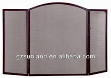 Modern Black Curved Three-Fold Fireplace Screen