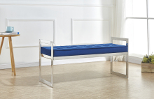 Modern Fabric Bench with silver Stainless-Steel Legs