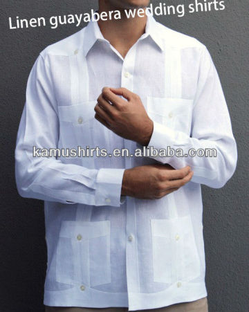 Traditional Linen Guayabera Shirts Men White Wedding Guayabera shirts