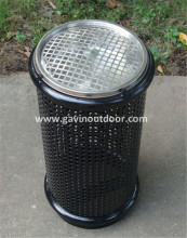 Powder coated metal outdoor ash bin