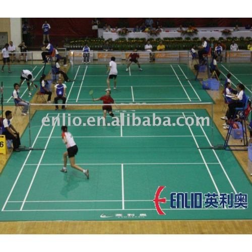 Piso de badminton de pvc interno de 4,5 mm de cor verde