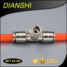 Tee metal pneumatic fitting 3 ways one touch brass swivel fitting