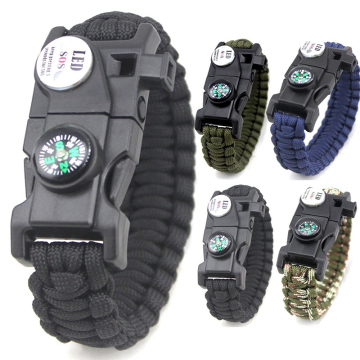 Whistle Flint Compass Paracord Survival Bracelet