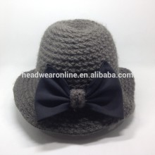Fleece Crocheted Knit / Knitted Cap With Bowknot
