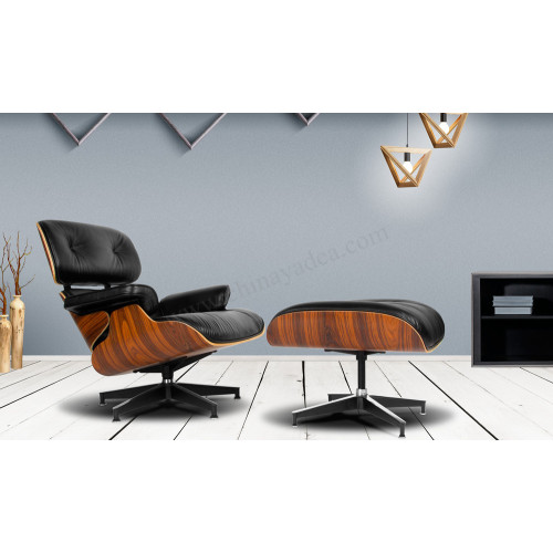 Aniline သားရေ Eames Lounge ကုလားထိုင်နှင့် Ottoman Replica