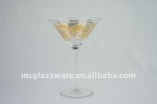 handmade clear martini glass with gold decal