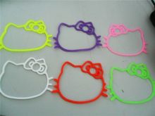 Blue / White / Green Hello Ketty Shape High Elastic Silicone Bracelets, Silly Rubber Band