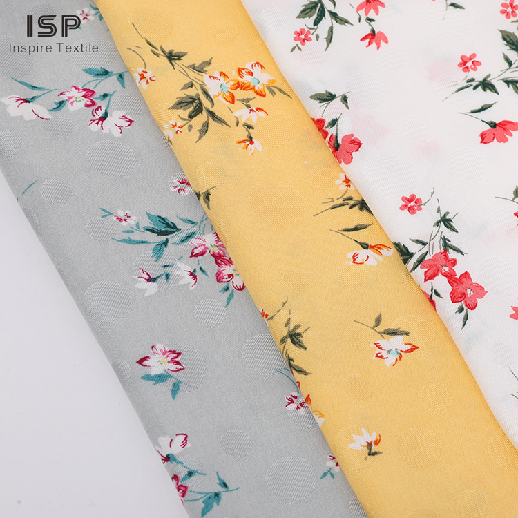 Letzte Stock Lot Soft Viskose gedrucktes Blumenrayon Jacquard gewebter Stoff