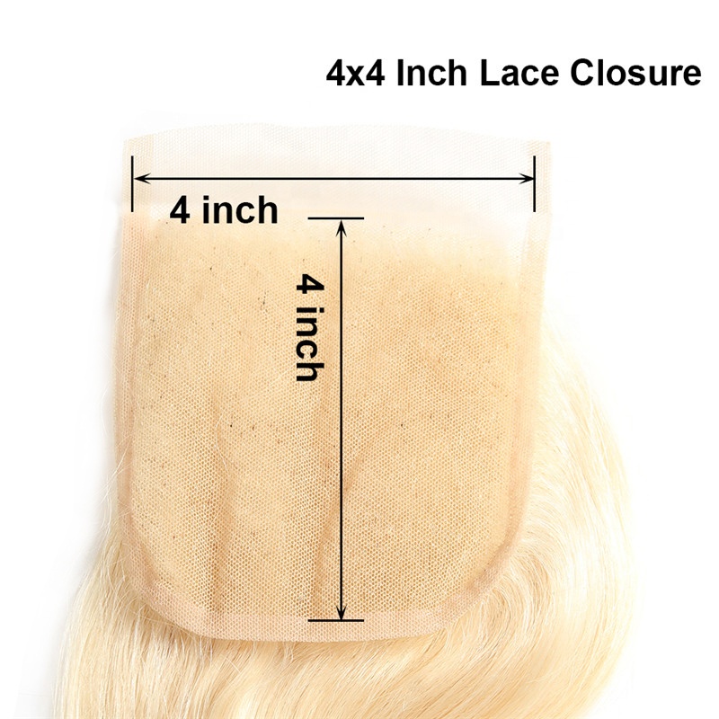 Huashuo 50% OFF Natural Pre-Plucked Hair Line Straight Remy Hair Real 613 Blonde Color Virgin Indian Hair  613 Lace Closure