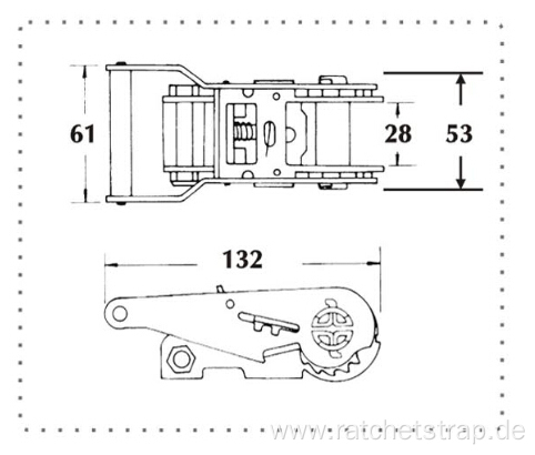 1-1/16 Inch Znic Plated Heavy Duty Ratchet Buckle