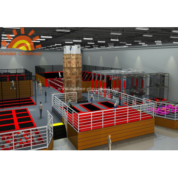 Sky Zone Merah Playground Trampolin Ukuran Besar