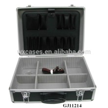 Caja de herramientas de aluminio fuerte y portátil con paleta de herramientas plegables y compartimentos ajustables en el interior
