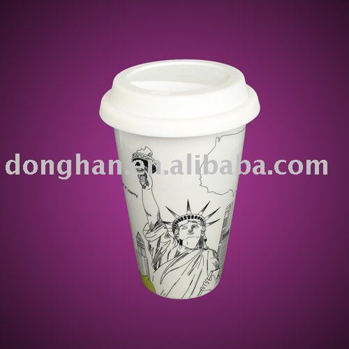 single wall ceramic coffee to go cup.