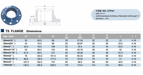 Plastic Flange PVC Ts Flange with Industral Quality