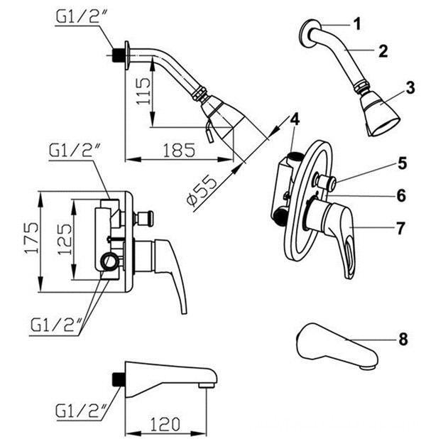 wall mounted shower mixers