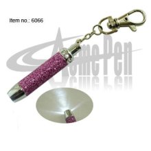 Fashion with key ring PU glitter Crystal LED torch