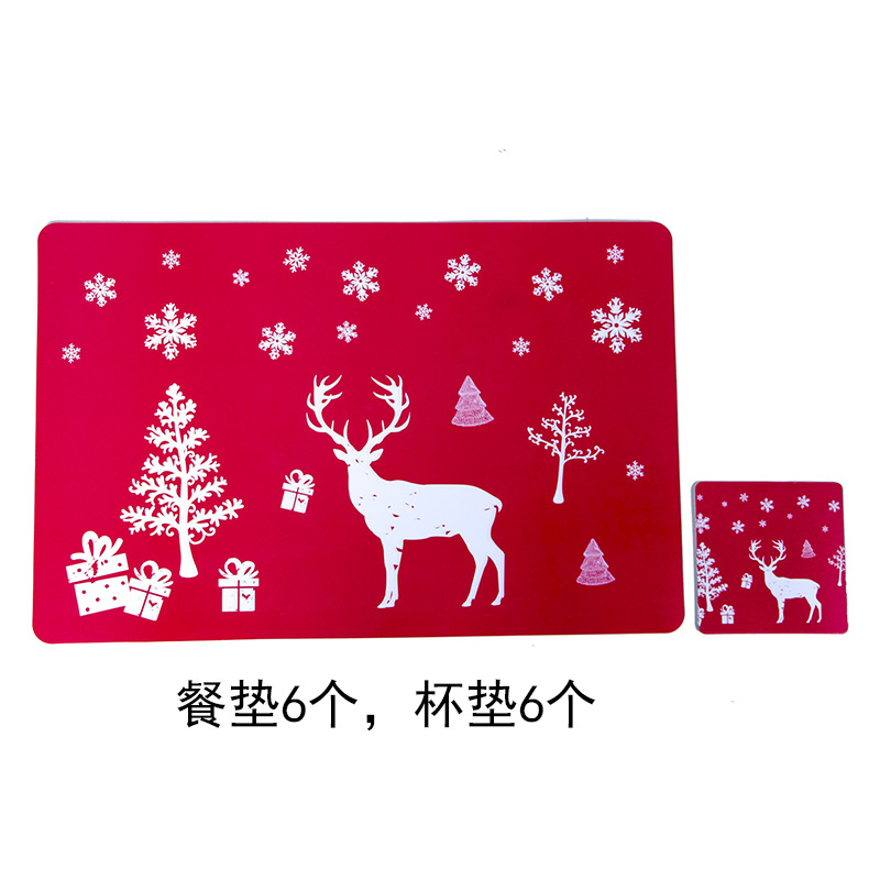 deer Snow Scene Pattern Soft Thickened Cotton Red Christmas Tablecloth Rectangular/Round Dustproof Cover Towel