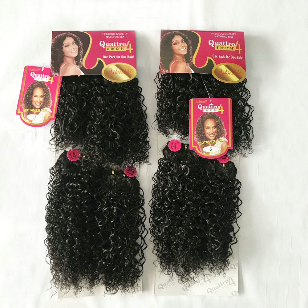 heat resistant bebe curl synthetic hair afro kinky curl 4pcs in a pack