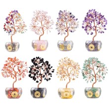 Raw Stone Raw Stone Copper Lucky & Life Of Tree Gold Coin Crytal Base Ornament for Home Decor
