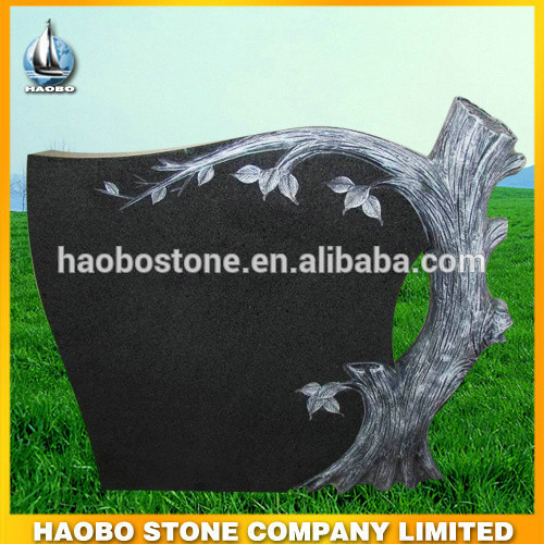 Haobo Shanxi Black Granite Carving Tree Headstone