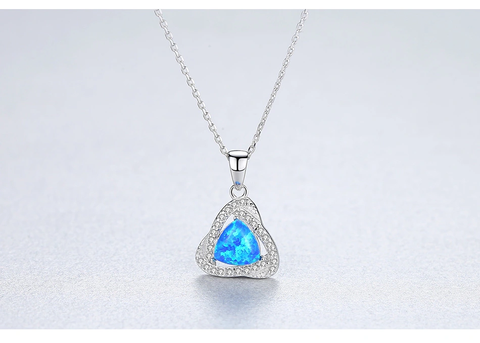 Classic Multicolor 925 Sterling Silver CZ Opal Pendant Necklace