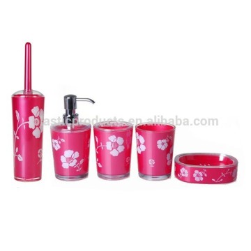 Rose Red Plastic Porcelain Bathroom Accessory Sets Plastic Bathroom Accessories